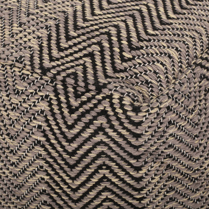Barracuda - Handcrafted Cotton Pouf With Chevron Pattern - Brown / Beige