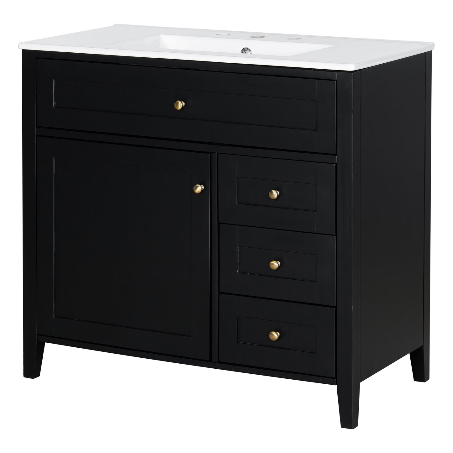 Bathroom Vanity With Sink, Cabinet With 3 Drawers And Adjustable Shelf