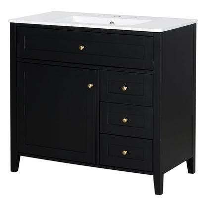 Bathroom Vanity With Sink, Cabinet With 3 Drawers And Adjustable Shelf