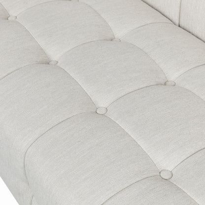 Contemporary Mid-Century Charm 3 Seater Sofa With Button Tufted Waffle Stitching