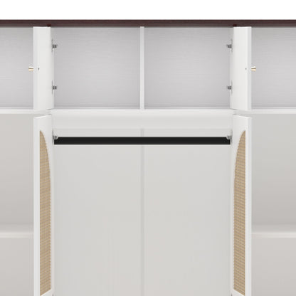 8 Door Armoire Wardrobe With Adjustable Shelves And Hanging Rod