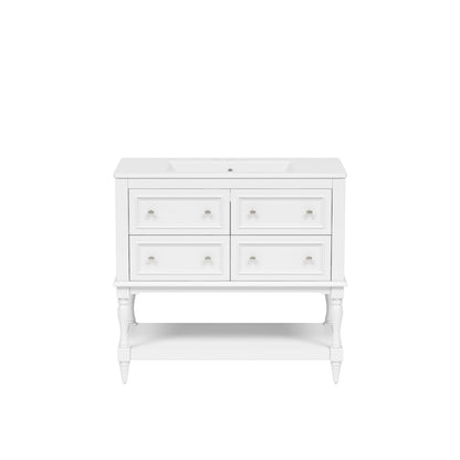 Bathroom Vanity With Medicine Cabinet, Storage Cabinet With 4 Drawers, Adjustable Shelf Mirror