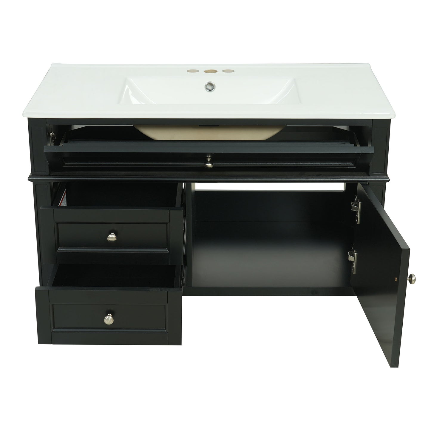 Modern Wall Mounted Floating Cabinet With Double Drawer And Sink