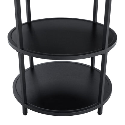 Diameter - Modern Splicing Circular Dining Table Double Layer Storage - Wood / Black