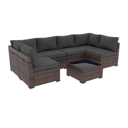 Cushion Covers For 7 Piece Wicker Sectional Sofa, 14 Pack Seat And Back Slipcovers With Zipper