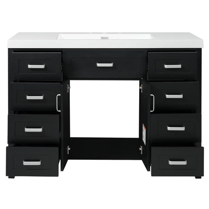 Bathroom Vanity With Sink, 2 Doors 8 Drawers, Soft Close System, Classic Design