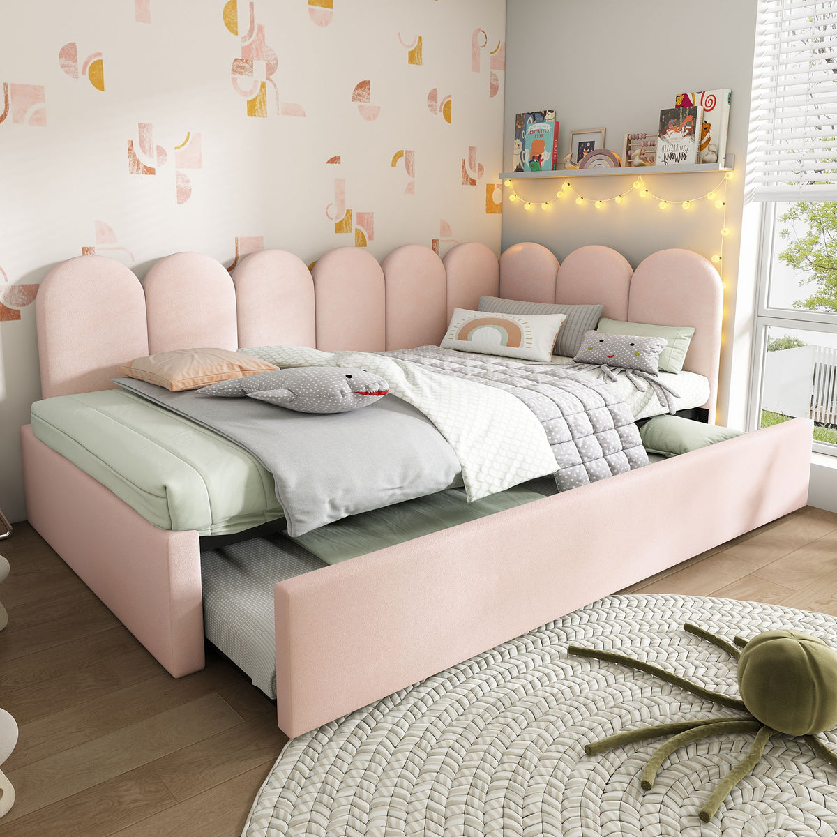 Upholstered Daybed With Metal Slatted Base