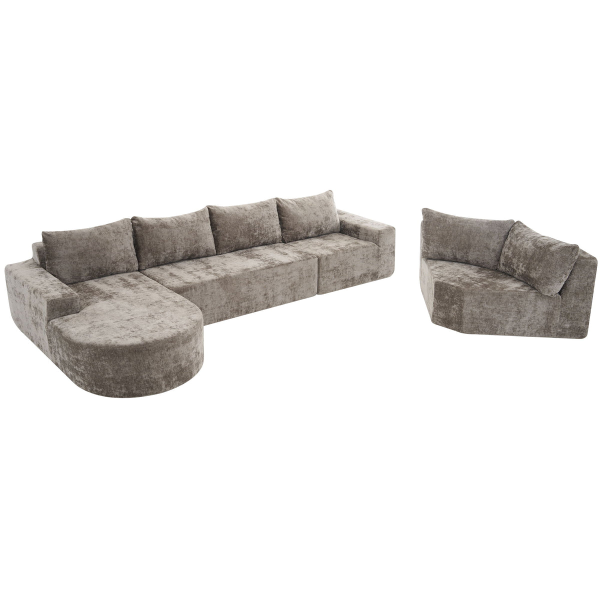 U-Shaped Oversized Modular Cloud Sectional Sofa With Deep Seat For Living Room