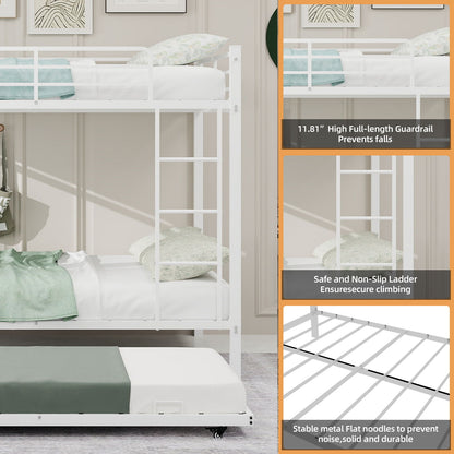 Bunk Bed For Kids, Convertible Frame With Ladders & Guardrail