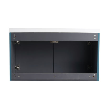 Contemporary Wall Mounted Bathroom Vanity With Resin Double Sink