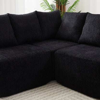 L - Shaped Modular Sofa With Deep Seat And 11 Pillows