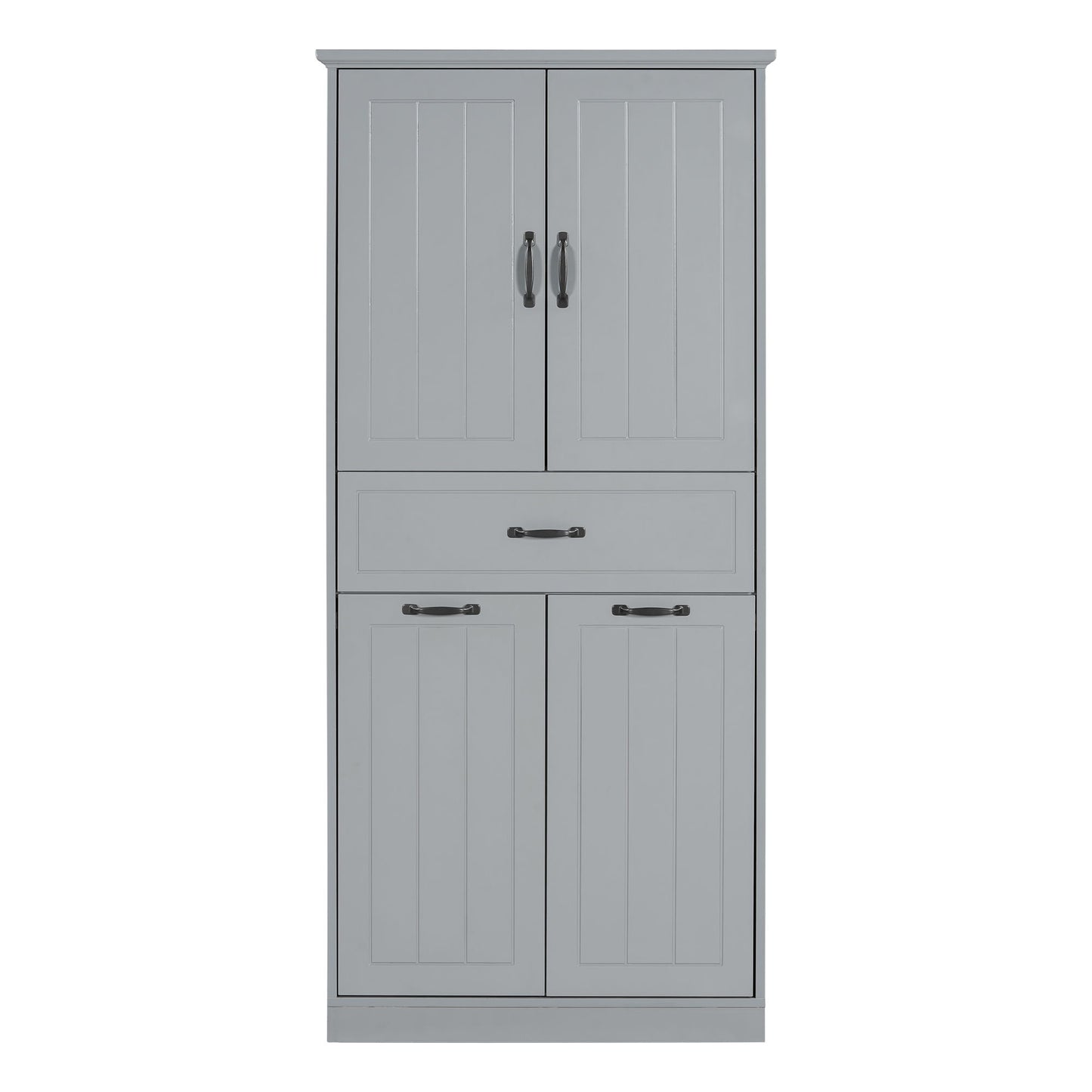 Modern Bathroom Storage Cabinet With Two Laundry Baskets, One Drawer, Adjustable Shelf