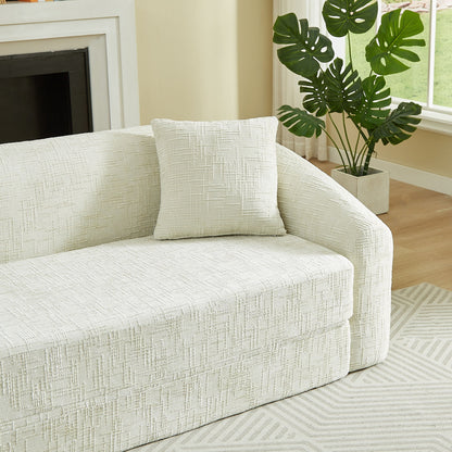 Curved Convertible Sofa, 2 In 1 Fold Out Bed With Pull Out Base And Deep Seat