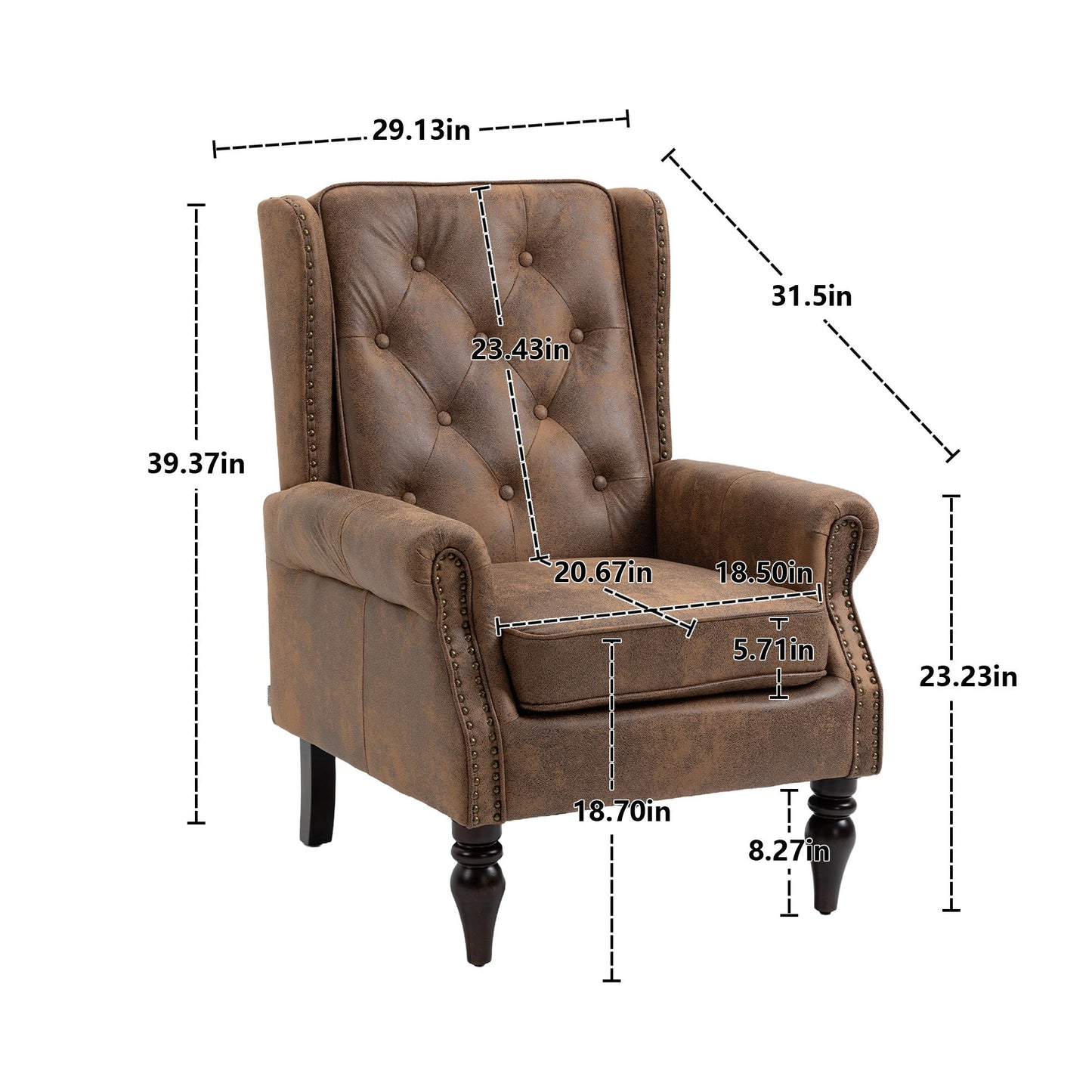 Modern Accent Armchair With Sturdy Wood Legs