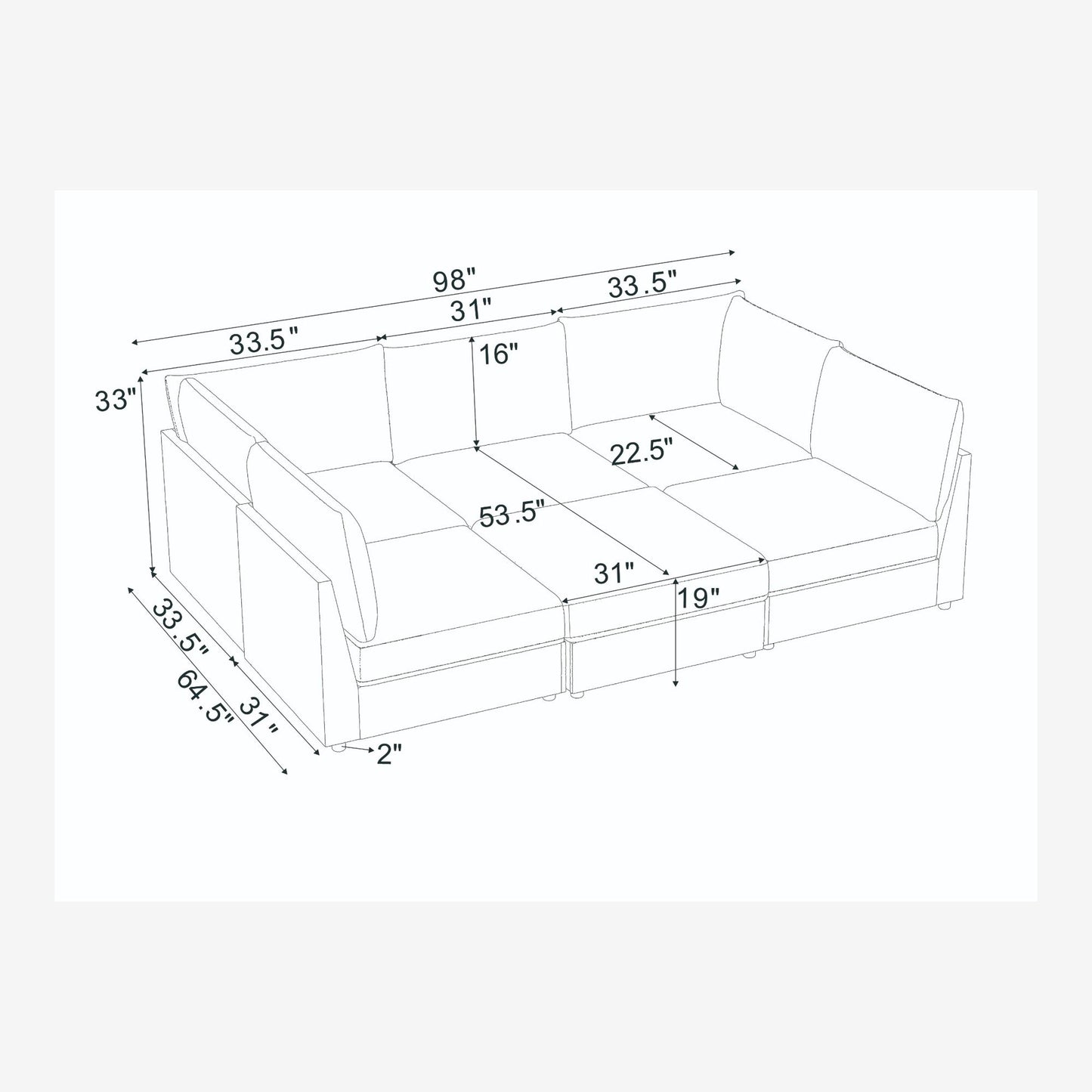 Modern Reversible Modular Sectional