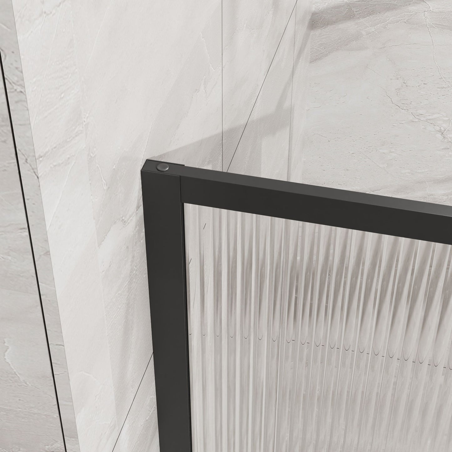 Shower Door With Center Mirror And Fluted Panels