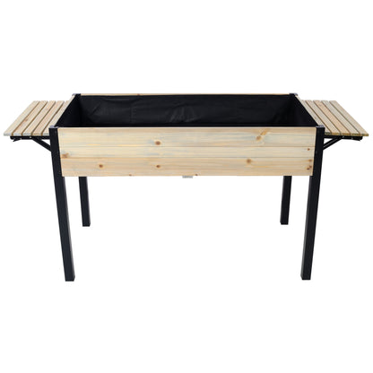 Raised Garden Bed With Metal Legs And Folding Storage Shelf