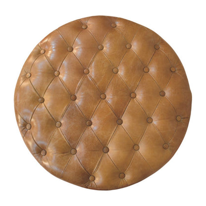 Buffalo - Round Ottoman With Castor Legs - Brown