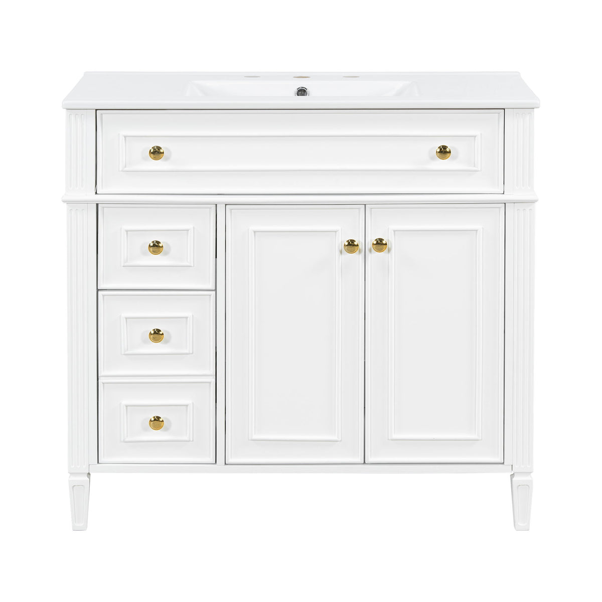 Bathroom Vanity With Sink, 3 Drawers & 2 Doors