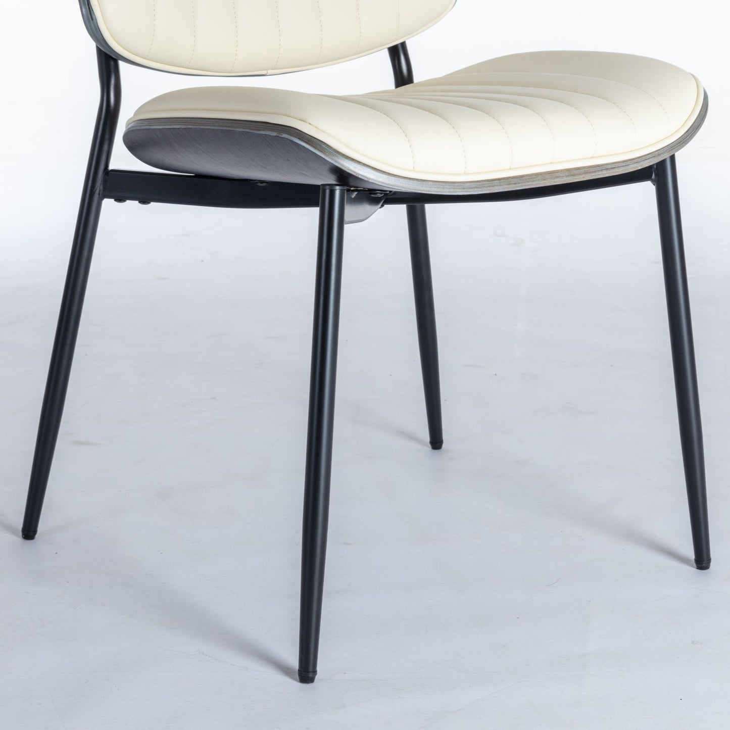 Dining Chairs (Set of 2) Mid-Century Modern Retro Chair With Walnut Bentwood Back Upholstered Seat Metal Legs Adjustable Foot For Kitchen Dining Room Chairs