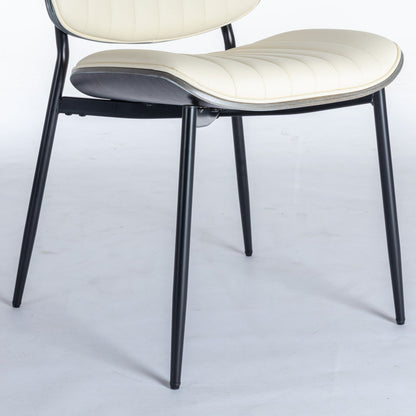 Dining Chairs (Set of 2) Mid-Century Modern Retro Chair With Walnut Bentwood Back Upholstered Seat Metal Legs Adjustable Foot For Kitchen Dining Room Chairs