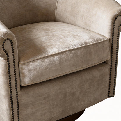 Barrel Swivel Accent Chair, 360 Degree Rotating For Living Room - Sand