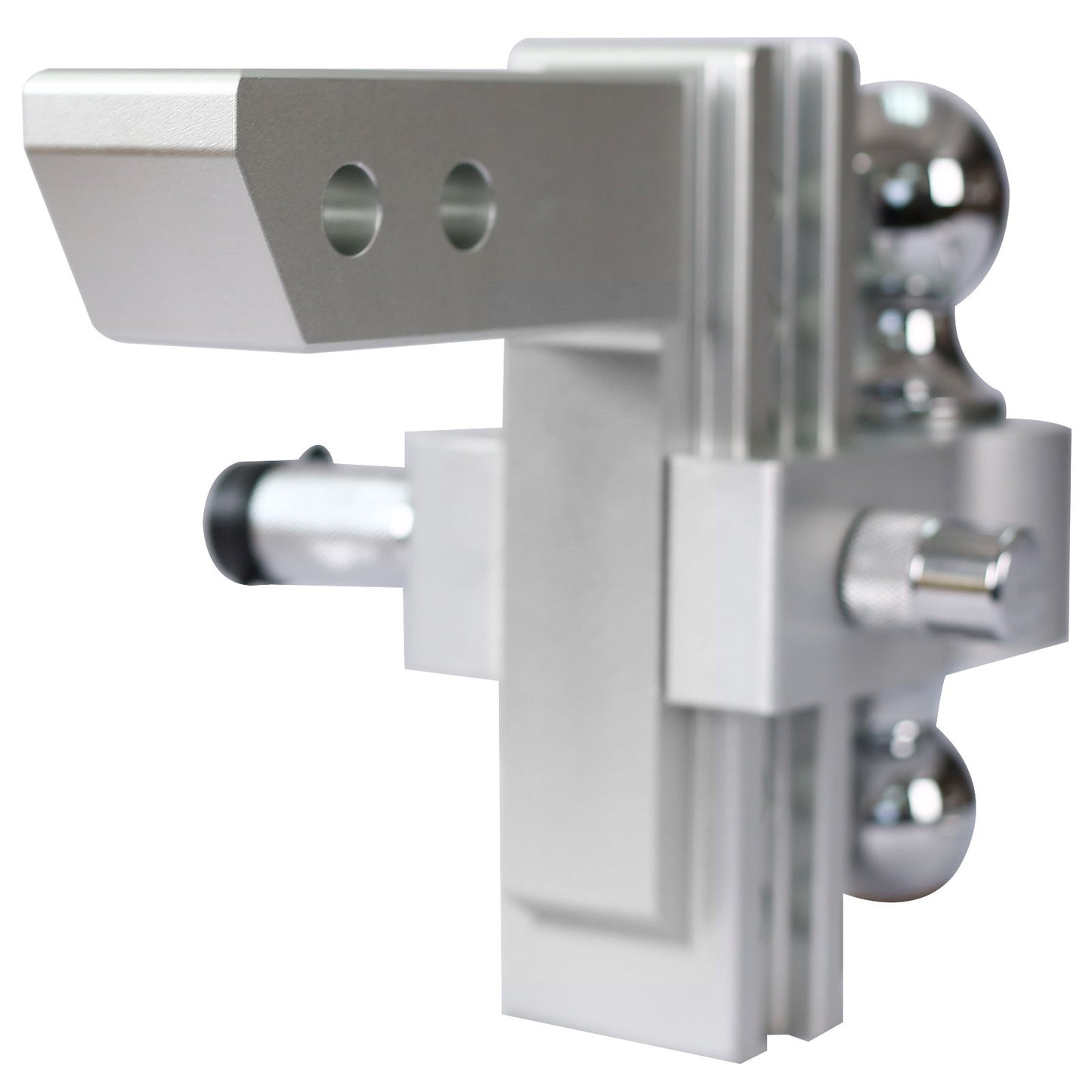 Alu - Adjustable Trailer Drop Hitch With 2" Receiver, 6" Adjustment - Silver