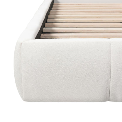 Upholstered Platform Bed Frame With Soft Boucle Headboard