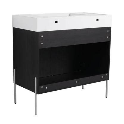 Freestanding Bathroom Vanity With Resin Sink And Storage Cabinet
