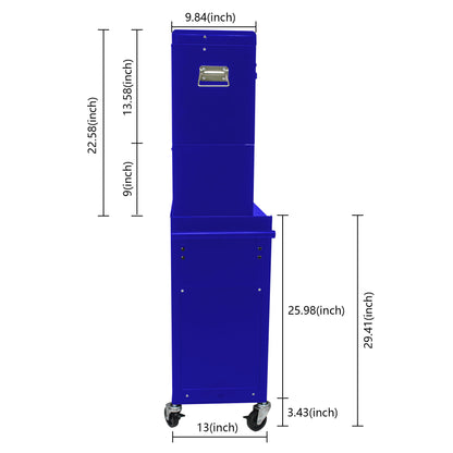 6 Drawer Lockable Tool Cabinet On Wheels, Steel Rolling Tool Chest With Detachable Toolbox