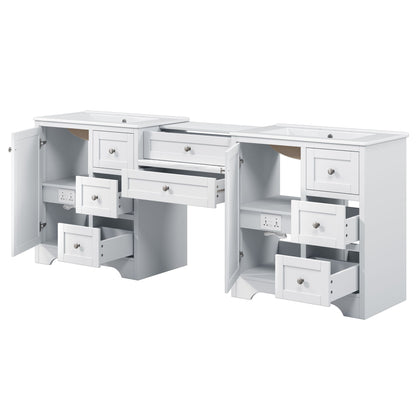 Double Sink Bathroom Vanity With Countertop, 2 Ceramic Sinks, 6 Drawers, Soft Close Design