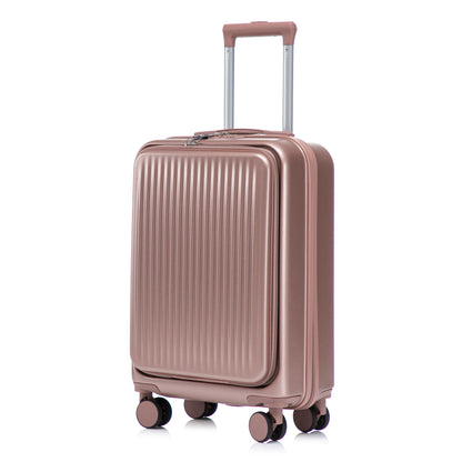 Luggage Set With Cosmetic Case, Combination Lock, Front Opening Design