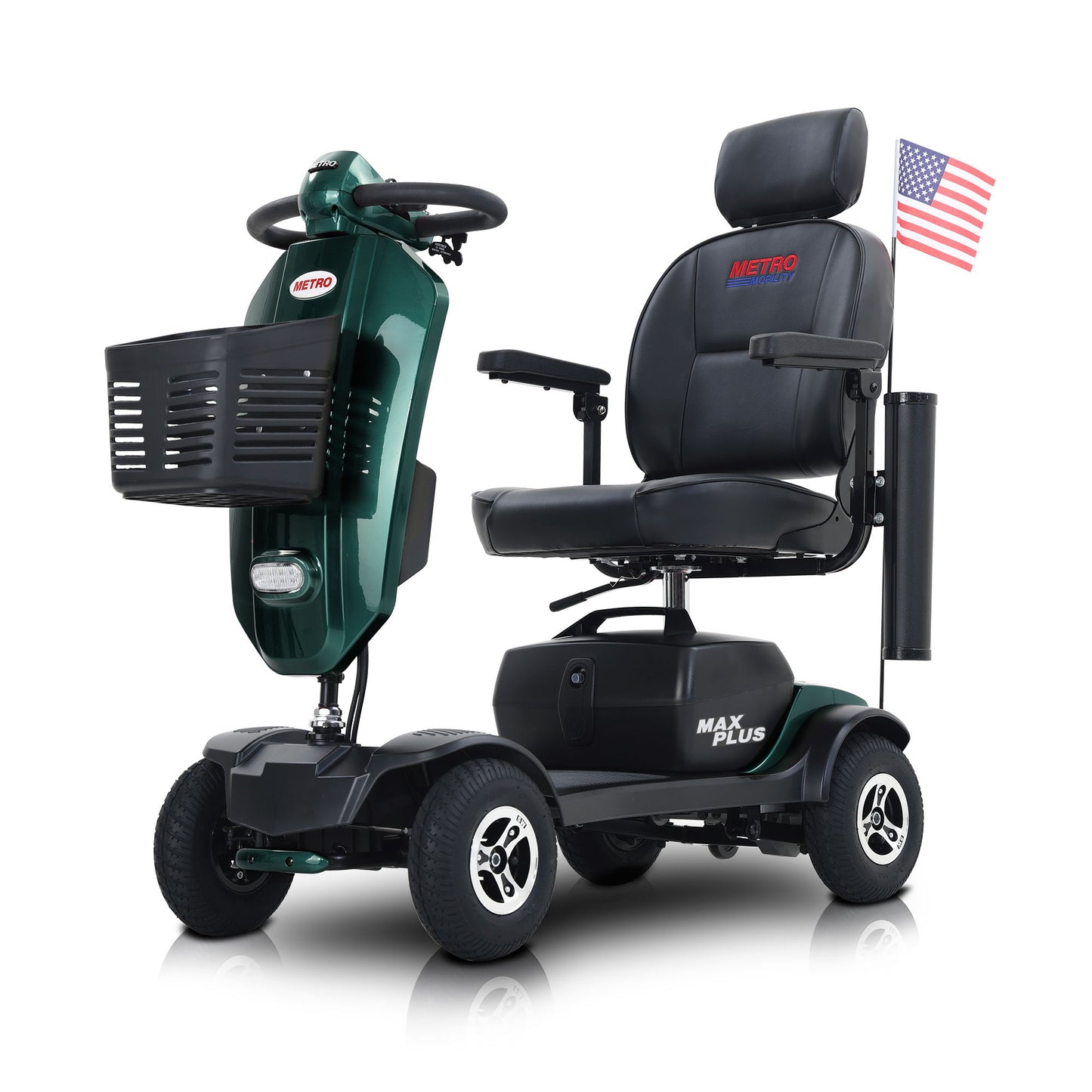Max Plus - 4 Wheels Outdoor Compact Mobility Scooter With 2 Pieces X 20Ah Lead Acid Battery, 16 Miles, Cup Holders & USB Charger Port