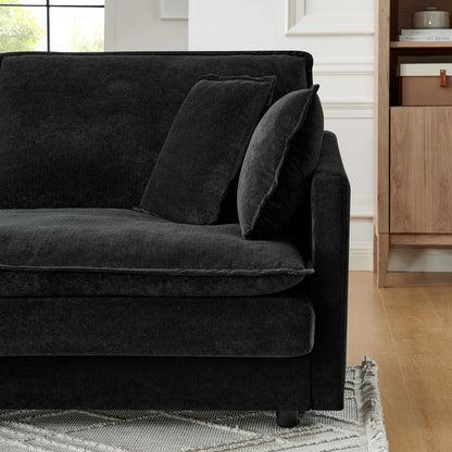 L-Shaped Sectional Sofa With Ottoman, Convertible 4 Seater Couch