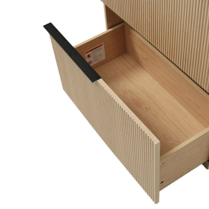 Fluted Bathroom Vanity With Ceramic Sink, Soft Close Slides