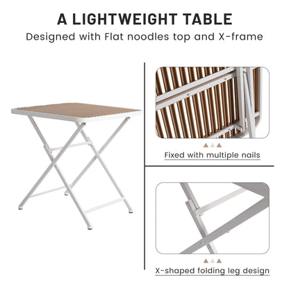4 Piece Set Of Modern Color Block Designed Single Chairs With Folding Square Table