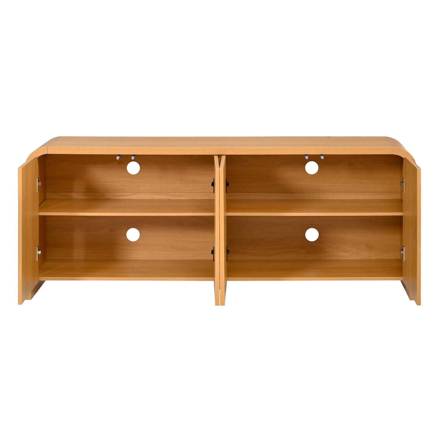 Curved Edge TV Stand With Large Cabinets