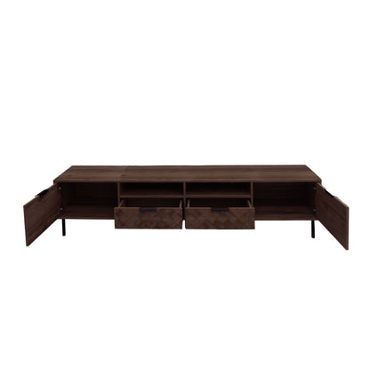 TV Stand For TVs Up To 85" With Closed Storage, Soft Closing Hinges, Living Room Entertainment Center - Walnut