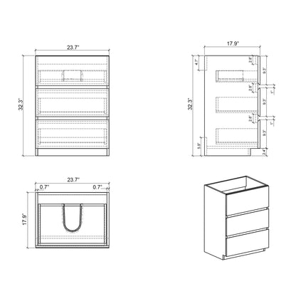 Alice - Bathroom Vanity With Large Storage Freestanding Bathroom Vanity, Sink For Modern Bathroom, One-Piece Sink Basin Without Drain And Faucet