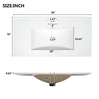 Shaker Free Standing Bathroom Vanity Cabinet & Sink, Soft Close Drawers, Soft Close Doors