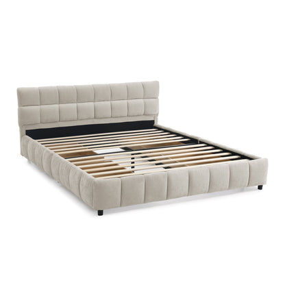 Modern Platform Bed Frame With Thick Fabric