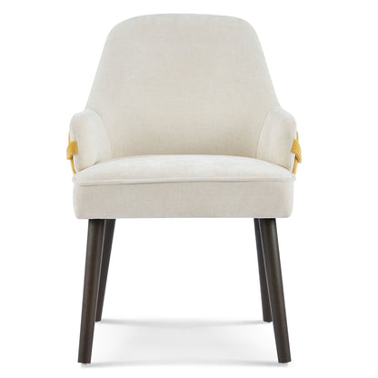 Indoor Dining Chair (Set of 2) With Sturdy Frame - Beige / Yellow