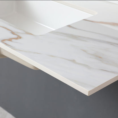 Elegant Vanity Top With Undermount Sink And Backsplash, Sintered Stone