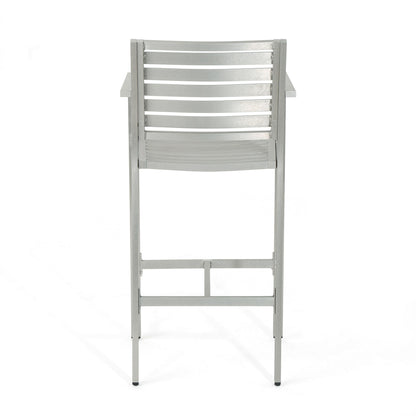 Outdoor Aluminum Rust Proof Barstools (Set of 2) - Silver
