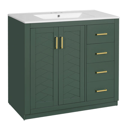 Bathroom Vanity With Sink Combo, Storage Cabinet, Freestanding Set With 3 Drawers & Soft Closing Doors