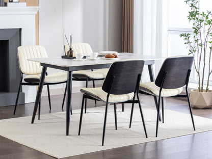 Dining Chairs (Set of 2) Mid-Century Modern Retro Chair With Walnut Bentwood Back Upholstered Seat Metal Legs Adjustable Foot For Kitchen Dining Room Chairs