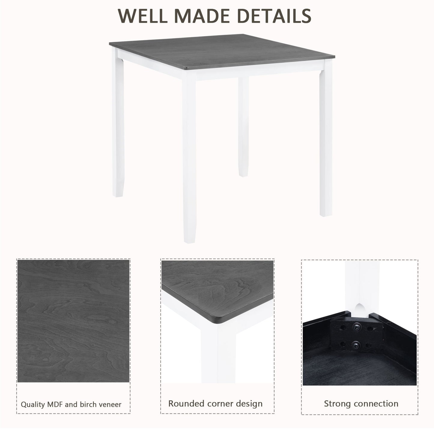 5 Piece Counter Height Dining Table Set With 4 Chairs