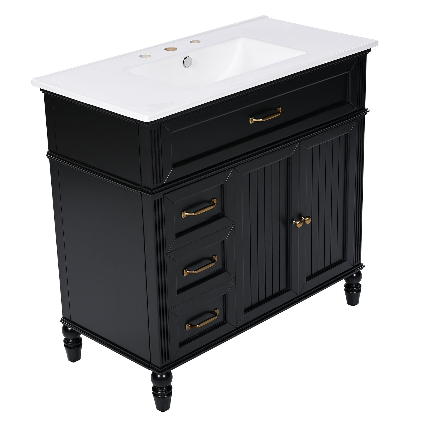 Bathroom Vanity With Sink, 2 Doors 2 Drawers, Freestanding Design