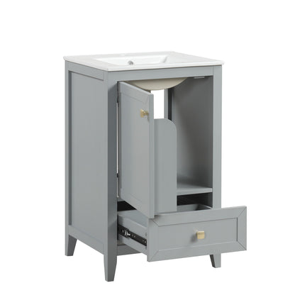 Bathroom Vanity With Sink, Soft Closing Cabinet Door, Storage Rack And Drawer