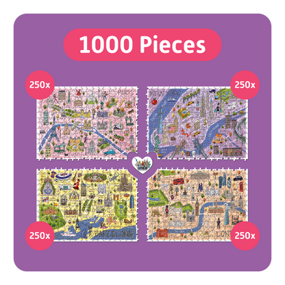 TEAMPUZZLE FOR FRIENDS: City Trips – 1,000-Piece Team Jigsaw Puzzle – Includes Game App – Ages 12+